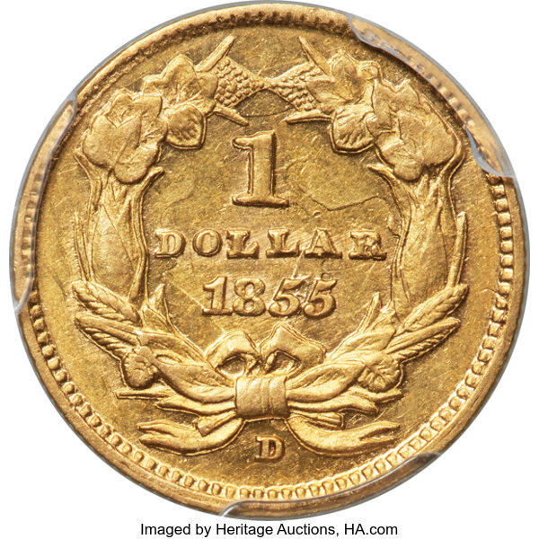 image for: 1855-D G$1 AU53 PCGS. Winter 7-I....