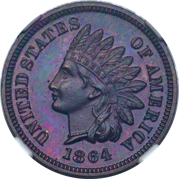 image for: 1864 1C Indian Cent, With L, Judd-357, Pollock-Unlisted, R.8, PR65 Brown NGC....