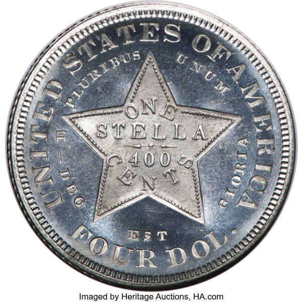 image for: 1880 $4 Coiled Hair Four Dollar, Judd-1662, Pollock-1862, R.8, PR67 Cameo NGC....