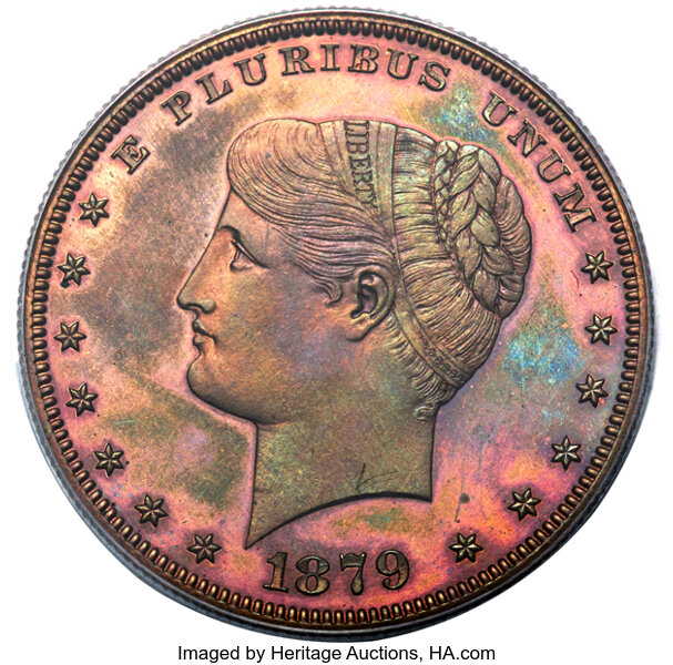 image for: 1879 $1 Goloid Metric Dollar, J-1632, Pollock-1829, R.7,  PR66 Red and Brown PCGS. CAC....