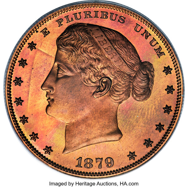 image for: 1879 $1 Metric Dollar, Judd-1623, Pollock-1819, Low R.7, PR66 Red and Brown PCGS. CAC....