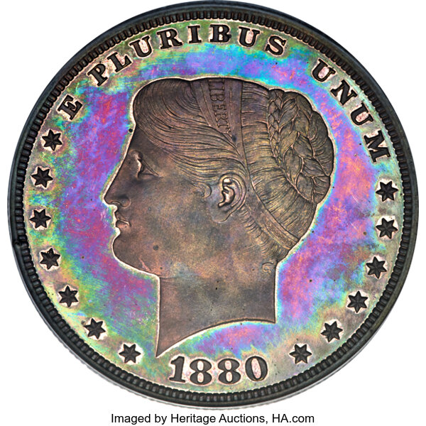 image for: 1880 $1 Goloid Metric Dollar, Judd-1655, Pollock-1855, Low R.7, PR66 Red and Brown PCGS....