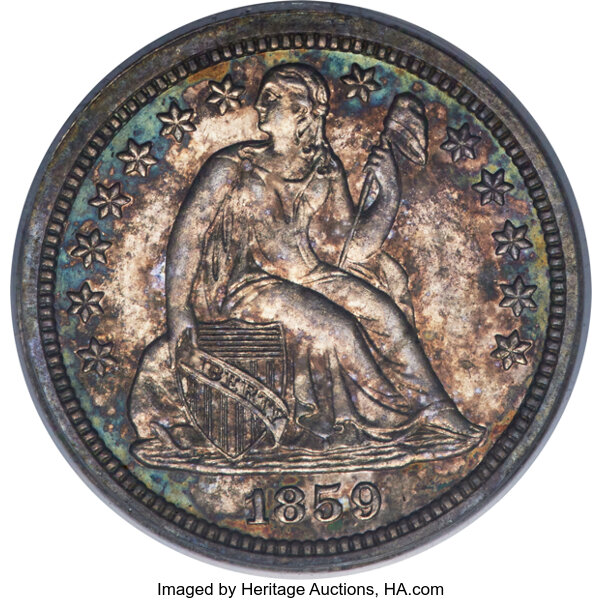 image for: 1859 10C Transitional, Judd-233, Pollock-280, High R.6, PR65 PCGS....