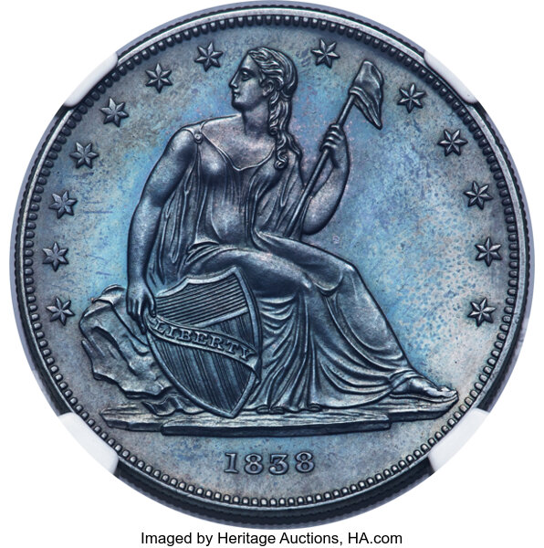 image for: 1838 P$1 Name Omitted, Judd-84 Restrike, Pollock-93, R.5, PR64 NGC....