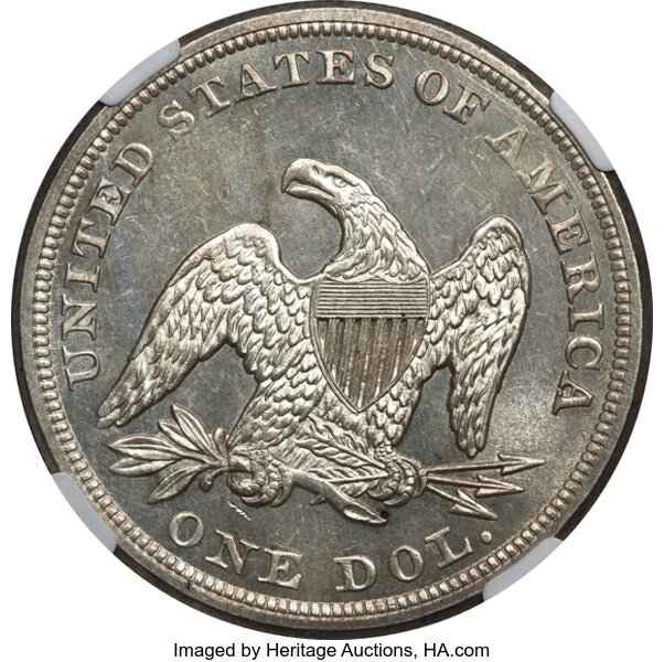 image for: 1857 $1 MS65 Prooflike NGC. OC-2, R.3....