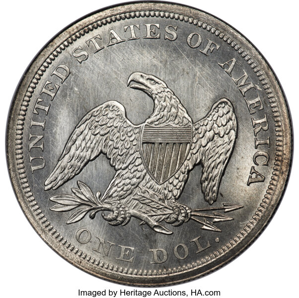 image for: 1851 $1 OC-1, R.5, MS65 NGC....