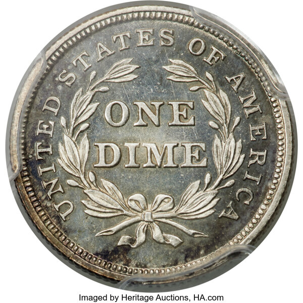 image for: 1837 10C No Stars, Large Date, F-101, R.7, PR64 PCGS....