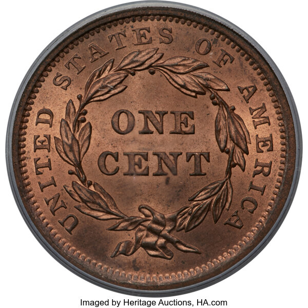 image for: 1839 1C N-8, R.1, Type of 1840. MS65 Red and Brown PCGS. CAC....