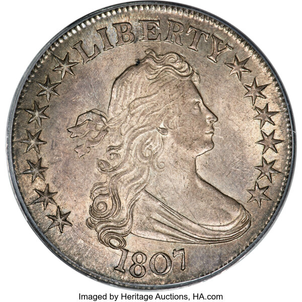 image for: 1807 50C Draped Bust, O-105, T-4, R.1, MS63 PCGS....