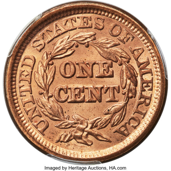 image for: 1847 1C N-38, N-16, R.1, MS66+ Red PCGS....