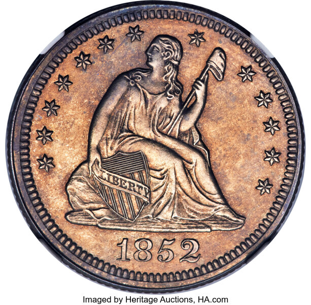 image for: 1852 25C PR65 NGC. Briggs 1-A, Flynn-RPD-001....