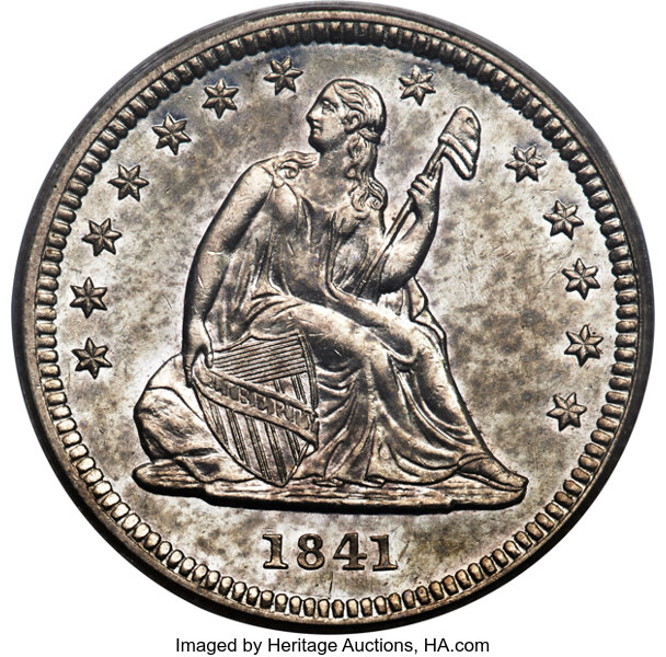image for: 1841 25C PR61 PCGS. Briggs 4-B....