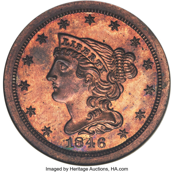 image for: 1846 1/2 C Original, B-1, Low R.6, PR65 Red and Brown NGC....