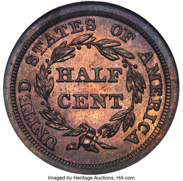image for: 1846 1/2 C Original, B-1, Low R.6, PR65 Red and Brown NGC....