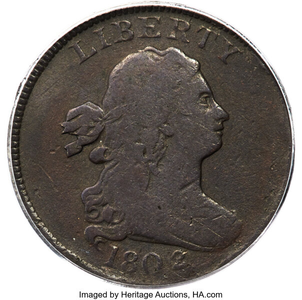 image for: 1802/0 1/2 C Reverse of 1800, C-1, B-1, R.6, VG10 PCGS....