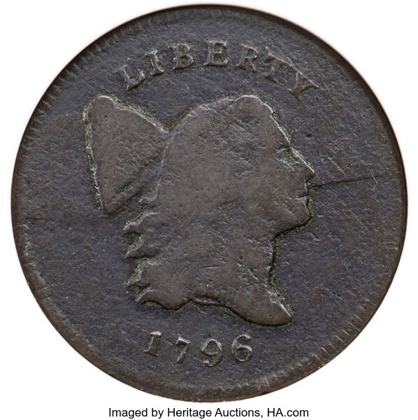 image for: 1796 1/2 C No Pole, C-1, B-1, R.6, VG8 ANACS....