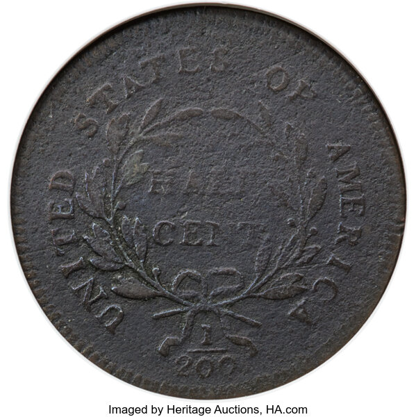 image for: 1796 1/2 C No Pole, C-1, B-1, R.6, VG8 ANACS....