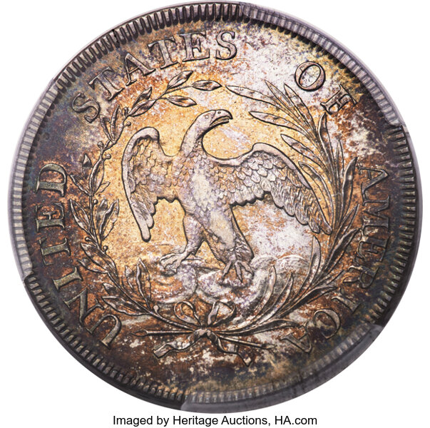 image for: 1796 $1 Small Date, Large Letters, B-4, BB-61, R.3, AU58 PCGS....