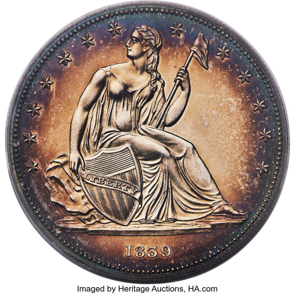 image for: 1839 P$1 Name Omitted, Judd-104 Restrike, Pollock-116, R.3, PR64 PCGS....