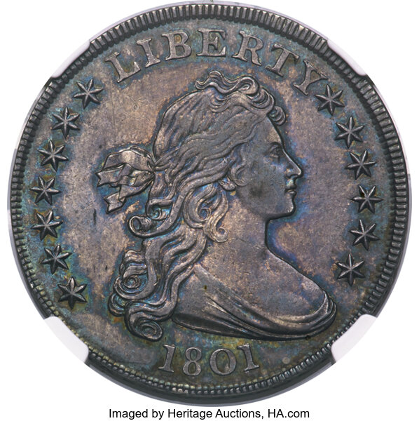 image for: 1801 $1 B-1, BB-211, R.3, AU58 NGC....
