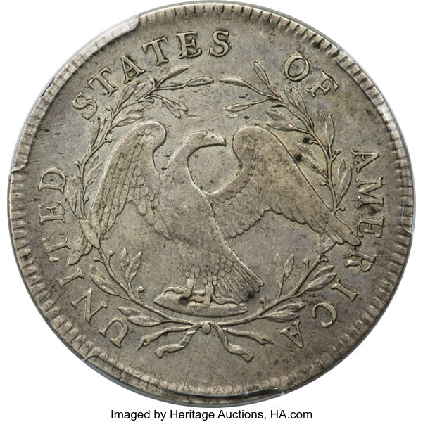 image for: 1795 $1 Flowing Hair, Two Leaves, B-4, BB-14, R.4, XF45 PCGS....
