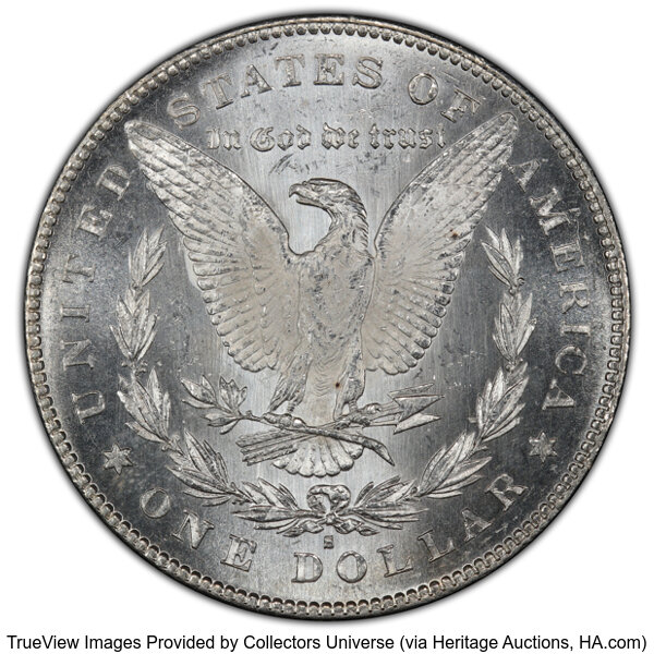 image for: 1879-S $1 Reverse of 1878, VAM-4, MS62 PCGS. A Top 100 Variety. PCGS Population: (11/22 and 2/2+)....
