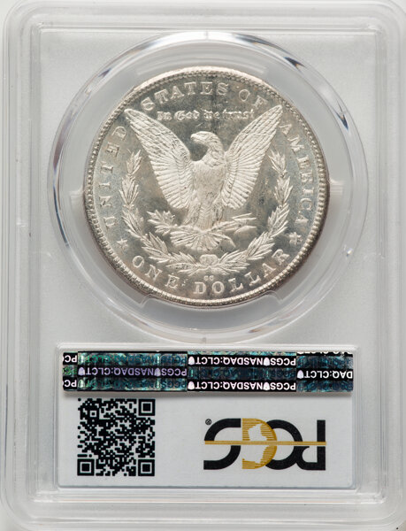 image for: 1880-CC $1 8 Over Low 7, VAM-6, MS63 Prooflike PCGS. A Top 100 Variety. PCGS Population: (42/69)....