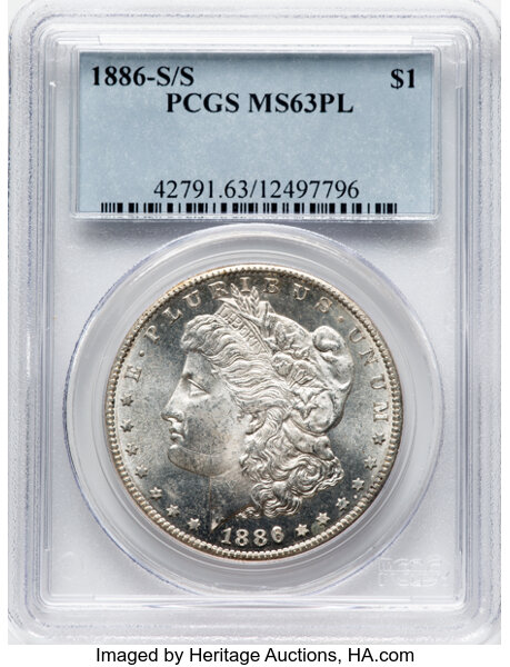 image for: 1886-S/S $1 VAM-2 MS63 Prooflike PCGS. A Top 100 Variety. PCGS Population: (1/1)....