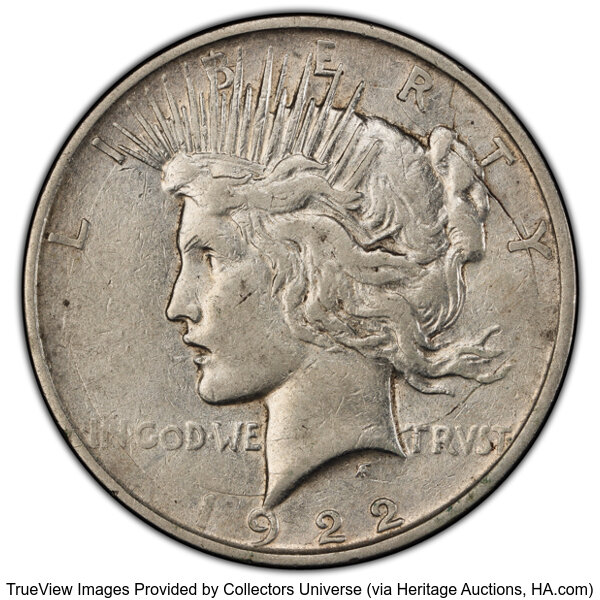 image for: 1922-D $1 Retained Die Break, VAM-2A, VF35 PCGS. An Elite 30 Variety. PCGS Population: (1/20). CDN: $90 Whsle. Bid for NGC/...