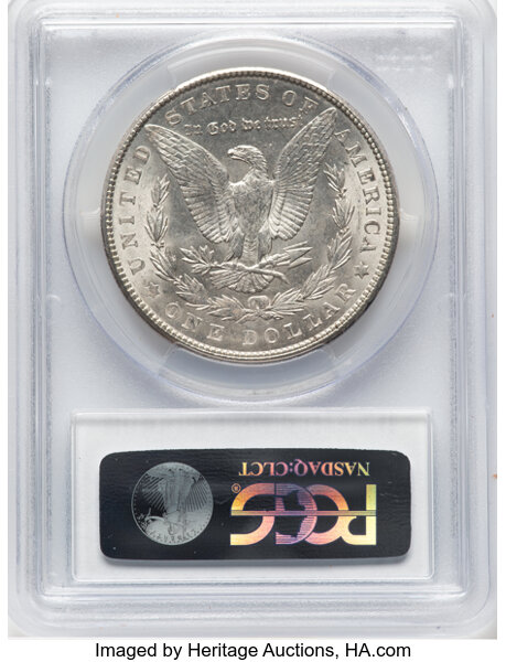 image for: 1900 $1 Two Olive Reverse, VAM-18, MS62 PCGS. A Hot 50 Variety. PCGS Population: (8/41). NGC Census: (0/0). MS62....