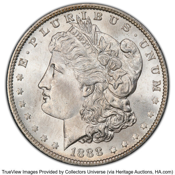 image for: 1888 $1 Doubled Reverse, VAM-6, MS64 PCGS. CAC. A Hot 50 Variety. PCGS Population: (8/2 and 0/0+). NGC Census: (0/0 and 0/0...