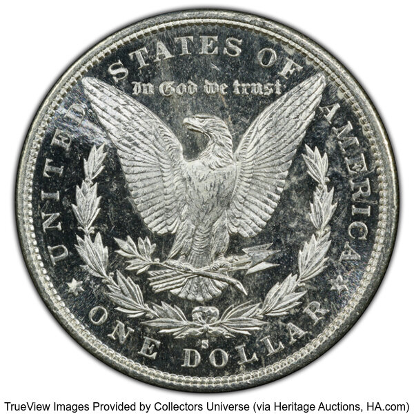 image for: 1880/79-S $1 Medium S, VAM-8, MS64 Deep Mirror Prooflike PCGS. CAC. A Top 100 Variety. CAC Population: (1/2)....