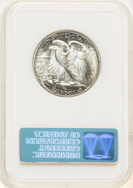 image for: 1944-D 50C Hand-Engraved Initials, FS-901, MS65 NGC. CAC. Housed in a Generation 5 fatty holder. CAC Population: (186/506)....