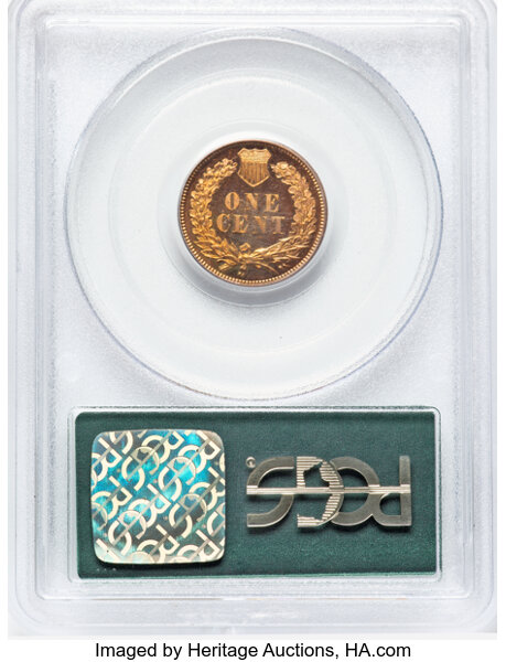 image for: 1876 1C PR64 Red PCGS. Housed in a Generation 3.0 green label holder. PCGS Population: (23/30). NGC Census: (6/11). CDN: $8...