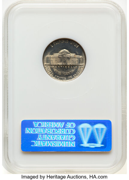 image for: 1939 5C Doubled Monticello, FS-801, MS64 NGC. Housed in a Generation 5 fatty holder. NGC Census: (15/20). PCGS Population: ...
