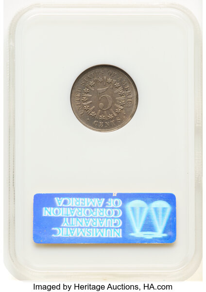image for: 1867 Rays 5c NGC MS63 CAC