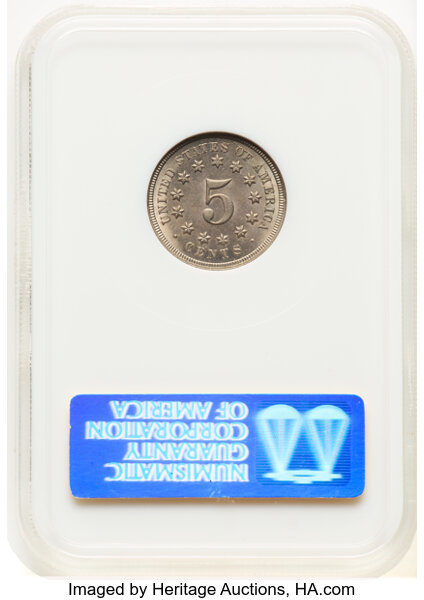 image for: 1867 No Rays 5c NGC MS64 CAC