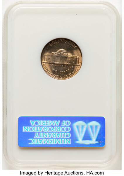 thumbnail for: 1939-D Reverse of 1940 5c NGC MS67