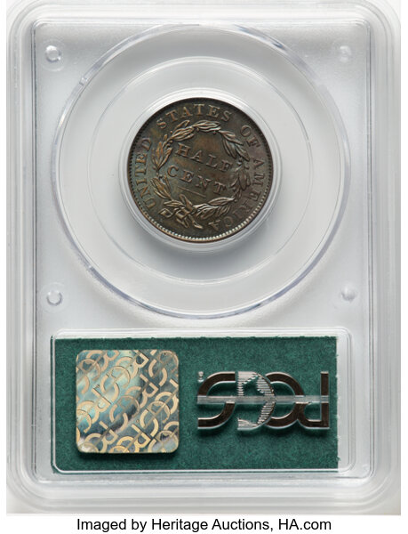 image for: 1835 1/2 C C-1, B-1, R.1, MS64 Brown PCGS. Housed in a Generation 2.0 Doily label holder. CDN: $575 Whsle. Bid for NGC/PCGS...