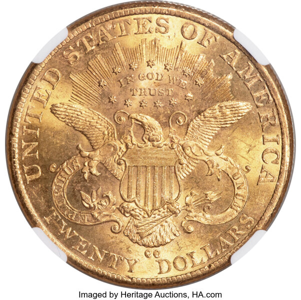 image for: 1892-CC $20  NGC MS61