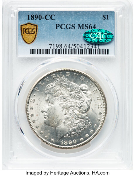 image for: 1890-CC $1  PCGS MS64 CAC