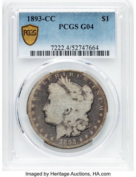 image for: 1893-CC $1  PCGS G4