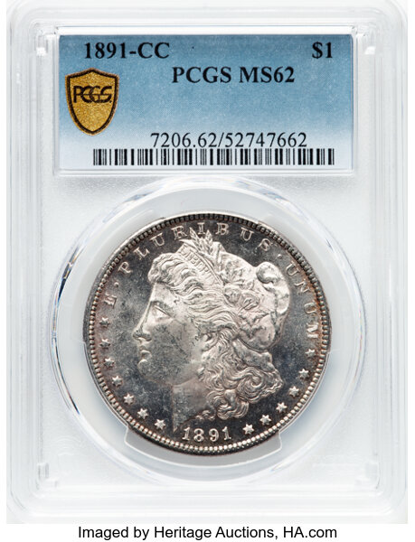 image for: 1891-CC $1  PCGS MS62