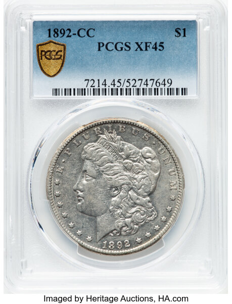 thumbnail for: 1892-CC $1  PCGS XF45