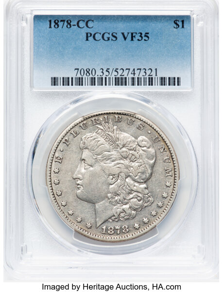 1878-CC $1 VF35 PCGS. VAM-13. Mintage 2,212,000....