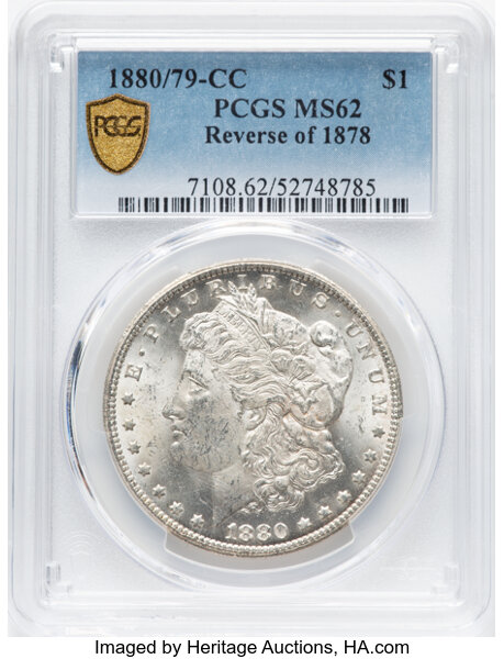 image for: 1880/79-CC Reverse of 1878, VAM-4 $1  PCGS MS62