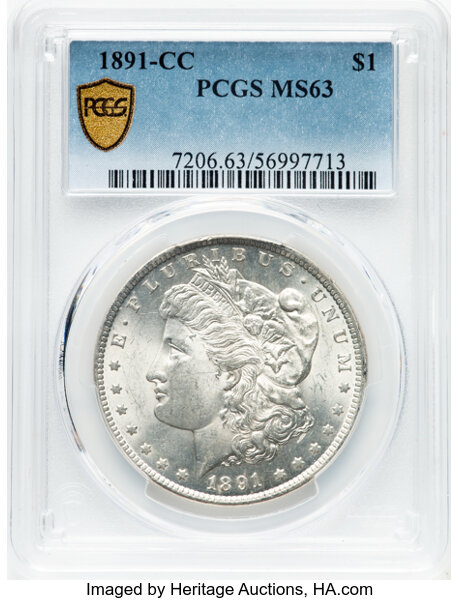 image for: 1891-CC Spitting Eagle, VAM-3  $1  PCGS MS63