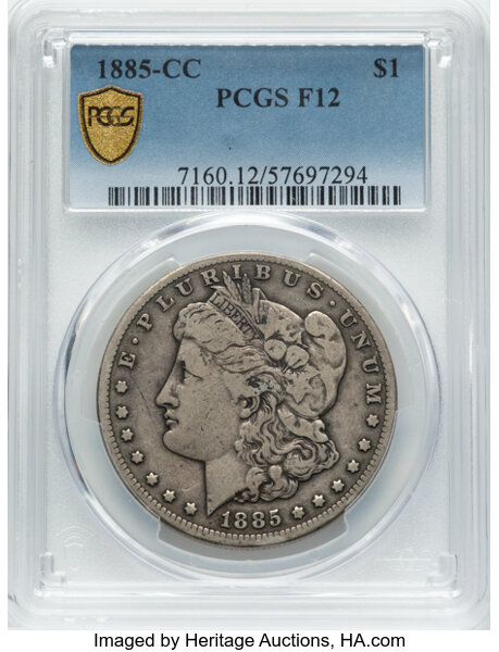 image for: 1885-CC $1  PCGS F12