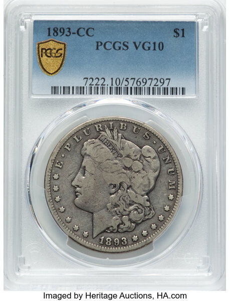 image for: 1893-CC $1  PCGS VG10