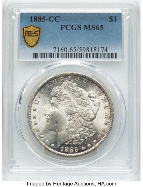 image for: 1885-CC $1  PCGS MS65
